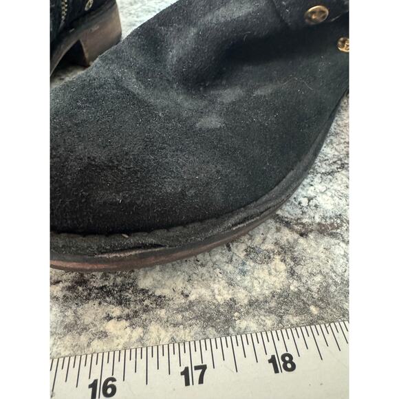 Ugg Women Biker Studded Buckle Black Suade leather Boots Size 7.5 - Picture 10 of 12